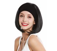 Wig Women Headband Short Smooth 80s Retro Look Black GFW948