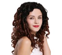 Wig Women Lace-Front Long Voluminous Curls Ombre Balayage Black Auburn