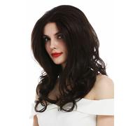 Wig Women Lace-Front Long Wavy Voluminous Dark Brown