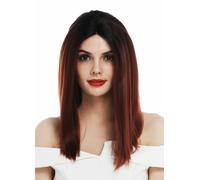 Wig Women Lace Middle Part Long Sleek Smooth Ombre Black Copper Red