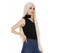 Wig Women Lace Part-Mono Long 95 sleek smooth Center Part Light Blond