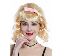 Wig Women Ladies Carnival 50s Rockabilly Curls Light Blonde Loop Beehive
