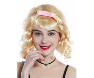 Wig Women Ladies Carnival 50s Rockabilly Curls Light Blonde Loop Beehive