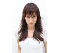 Wig Women Ladies Layered Mahogany Brown Highlighted Long Bangs 9265 Wig