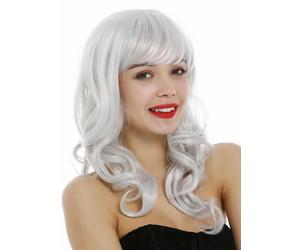 Wig Women Long Curly Bangs Cosplay Light Gray White Gray