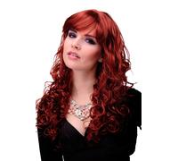 Wig Women Long Curly Dark Red Copper Bangs Stranded M-103