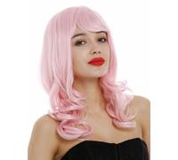 Wig Women Long Curly Wavy Bangs Cosplay Light Pink 3001