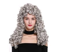 Wig Women Men Baroque Renaissance Nobleman Long Curls Curly Silver Gray