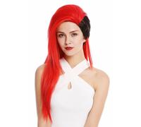 Wig Women Men Cosplay Punk Emo Wave 80s Long Black Red DL104-113-1B