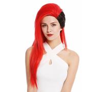 Wig Women Men Cosplay Punk Emo Wave 80s Long Black Red DL104-113-1B