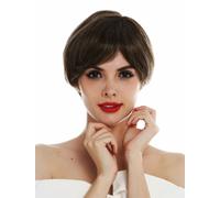 Wig Women Monofilament Hand-Knotted Short Brown Blonde Highlights Striped