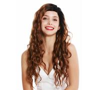 Wig Women Monofilament Lace Part Curls Ombre Black Copper Brown Long