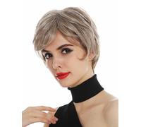 Wig Women Monofilament Short Light Brown Silver Blond Highlighted