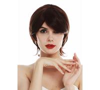 Wig Women Part-Monofilament Parting Short Brown Mahogany Highlighted