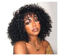 Wig Women‘S Black Curly Afro Wigs Medium Length Natural Synthetic Hair Curly Wig For Costume Wig Or Daily Wear（Density150） Grey Wigs For Women (Onecolor 12In)