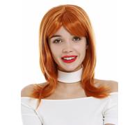 Wig Women Shoulder-Length Medium Layered Smooth Sliced Orange 3003