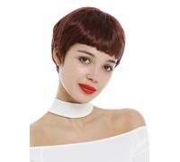 Wig Women Very Short 60s Pixie Cut Short Hairstyle Bangs Red Rust Brown