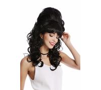 WIG ME UP - GF-W2418-1B Quality Lady Wig Baroque 60s Beehive Retro Bun curly long black Pop Singer