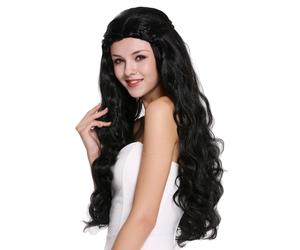 Wig Women's Carnival Long Wavy Black Braided Centre Parting