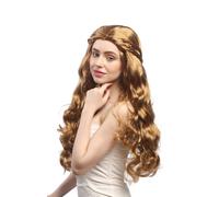 Wig Women's Carnival Long Wavy Braun Blonde Braided Centre Parting