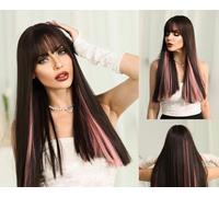Wig Women'S Full Headband Long Hair Straight Hair Chemical Fiber Matte High Temperature Silk Wig