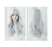 Wig Women's Gradient White Wavy Wig Long Curly Wavy Wig Natural Look Synthetic Heat Resistant Fiber Wig Suitable For Weddings, Concerts And Dates Daily Wigs