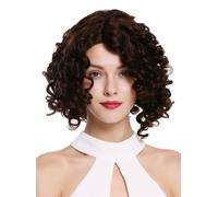 Wig Women's Human Hair Lace Part-Mono Parting Curls Black-Brown Short