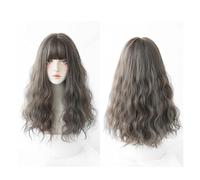 Wig Women's Long Brown Black Wig, Long Straight Wig Women's Full Bangs Synthetic Wig 20 Inch, Suitable For Daily Party Use Hairwigs(02)