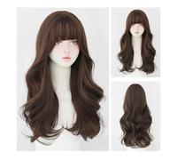 Wig Women's Long Brown Black Wig, Natural Wig Women's Full Bangs Synthetic Wig 26 Inch, Suitable For Daily Party Use Hairwigs