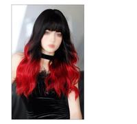 Wig Women's Long Ombre Red Wig, Wavy Curl Wig Women's Full Bangs Synthetic Wig 24 Inch, Suitable For Daily Party And Cosplay Cosplay Daily Wigs
