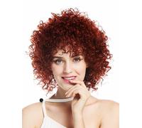 Wig Women's Short Voluminous Curly Curls Dark Red Copper Red