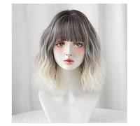 Wig Women's Wavy Curly Wig, Gradient Gray Wig, Short Hair Wavy Curly Hair Charming Wig, Suitable For Daily Parties And Dates Hairwigs