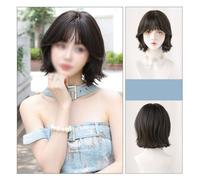 Wig Women's Wavy Short Hair Wig, Natural Black Wig, Short Wavy Curly Hair Charming Wig, Suitable For Daily Party And Date Use Hairwigs
