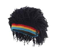 Wig Wool Hat African Style Wig Wool Hat Simulation Dirty Braid Warm Knitted Personality Funny Holiday Role Playing Hat (Black)