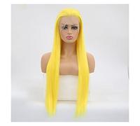 Wig Yellow Wig Long Straight Hair Synthetic Lace Front Wig For Women Natural Hairline High Temperature Fiber Cosplay Wigs Grey Wigs For Women (Onecolor 26 Inch)