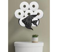 Wigag Angelfish Toilet Paper Holder for Extra 8 Rolls, Ocean Decorative Toilet Paper Storage Wall Mounted, Farmhouse Bathroom Animal Decor Accessories Storage Cabinet