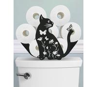 Wigag Cat Toilet Paper Holder Stand for Extra 8 Rolls, Funny Decorative Free Standing Toilet Paper Storage, Farmhouse Bathroom Animal Decor Accessories Storage Cabinet