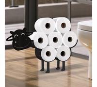 Wigag Cow Toilet Paper Holder for Extra 8 Rolls, Wall Mounted Decorative Toilet Paper Storage, Farmhouse Bathroom Cute Decor Freestanding Accessories Storage Cabinet