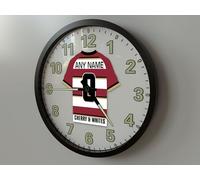 WIGAN 10 INCH (25cm) SUPER LEAGUE WALL CLOCK - PERSONALISED RUGBY GIFTS - SELECT ANY PLAYER OR YOUR OWN NAME AND NUMBER TO BE PRINTED ONTO OUR SUPER LEAGUE CLOCKS!