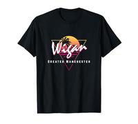 Wigan Greater Manchester 80s Retro T-Shirt Funny Sunset
