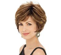 WIGANEW Wigs Ladies, Fiber Wigs Women Fashion Short Hair Wavy Short, Smooth, Super Natural, Bobo Head Curly Wavy, Fashionable, Charming, Heat Resistant 10"110G,Brown