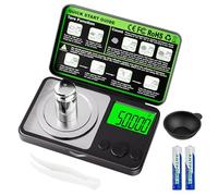 Wigearss 0.001g/50g Digital Milligram Scale, Mini Gram Scale,Pocket Micro Scale for Jewelry,Powders,Medicine,food, High Precision Mg Sc-ale with Tweezer,Cal Weight, Battery,Measuring Cup-50g MAX