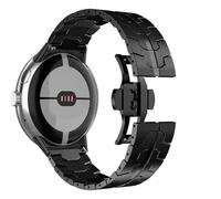 Wigento Aluminium Bracelet for Google Pixel Watch 4 45 mm / Google Pixel Watch 3 45 mm, Butterfly Clasp, Adjustable, Lightweight and Durable, Metal Watch Strap (Black)