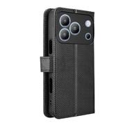 Wigento Blackview Wave 7C Flip Case, Diamond Design Card Slot, Stand Function, Shockproof Wallet Phone Case (Black)