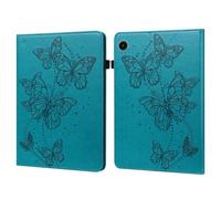 Wigento Case for Samsung Galaxy Tab A9 with Butterfly Pattern Faux Leather Blue