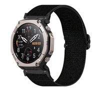 Wigento Elastic Nylon Strap for Amazfit T Rex Ultra 2, Adjustable, Soft and Comfortable, Easy to Wear, Flexible Watch Strap (Black)