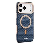 Wigento Eseble Case for Apple iPhone 17 Pro Faux Leather Hybrid TPU MagSafe Protection Blue