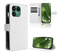 Wigento Faux Leather Book Wallet Case for Fairphone 6 Diamond Texture Design White