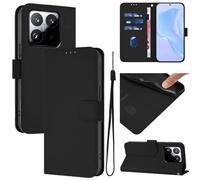 Wigento Faux Leather Case for Xiaomi 15T 5G Wallet with Card Slots & Lanyard Black