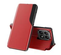 Wigento Faux Leather Case for Xiaomi 15T Flip with Stand Function and Side Window Red